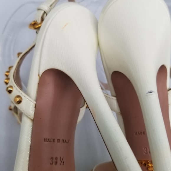 PRADA Cream Stiletto Heel with Gold Studs EU 38.5 - Picture 7 of 11